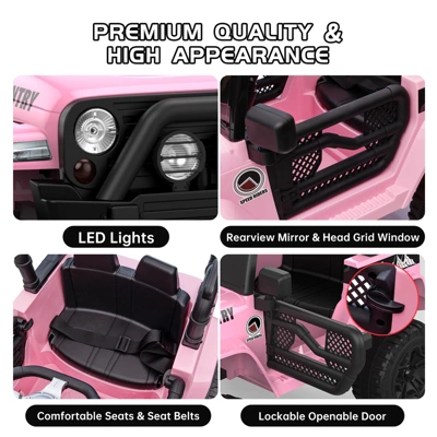 12V Kids Electric Ride-On Truck With One-Button Start, Remote Control, Dual Doors, LED Lights & Spring Suspension 6 12V Kids Electric Ride-On Truck With One-Button Start, Remote Control, Dual Doors, LED Lights & Spring Suspension - Image 4