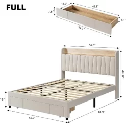 Full/Queen Size Upholstered Bed Frame With Storage Headboard, Drawer, Charging Station, Linen Platform, No Box Spring Needed 10 Full/Queen Size Upholstered Bed Frame With Storage Headboard, Drawer, Charging Station, Linen Platform, No Box Spring Needed -Garvee GUEST 4fa18e05 82c2 4572 90e0 cf535b263bd7