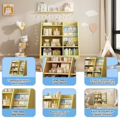 4 Tier Kids Wooden Bookshelf, Kids Bookshelf Children Bookcase With Adjustable Shelf For Playroom Nursery Living Room 12 4 Tier Kids Wooden Bookshelf, Kids Bookshelf Children Bookcase With Adjustable Shelf For Playroom Nursery Living Room -Garvee GUEST 4fa59cc0 40a6 4e77 ae34 2ca6cb6fd7e3