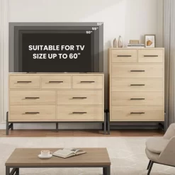 7 Dresser For Bedroom, 52" Wide Dresser, Wide Drawer With Storage Freestanding, Wooden Closet Storage Chest -Garvee GUEST 4fb67403 fa3c 4f0b 96eb 9895befd5d4c