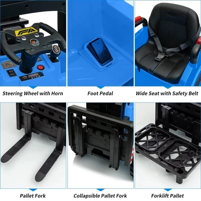 Ride On Forklift Car, 12V Electric Kids Ride On Car With Remote Control, Liftable Fork And Pallet, High/Low Variable Speed 4 Ride On Forklift Car, 12V Electric Kids Ride On Car With Remote Control, Liftable Fork And Pallet, High/Low Variable Speed - Image 2