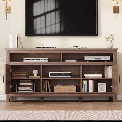 Modern TV Stand For 65 Inch, TV Semi-Open Double Door Cabinet With Shelves – Entertainment Center With 8 Storage For Living Room 7 Modern TV Stand For 65 Inch, TV Semi-Open Double Door Cabinet With Shelves – Entertainment Center With 8 Storage For Living Room - Image 5