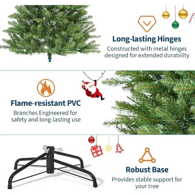 Pre-Lit Artificial Christmas Tree With LED Lights, 8 Lighting Modes, Foldable Stand & Foot Pedal Switch, Holiday Decoration 7 Pre-Lit Artificial Christmas Tree With LED Lights, 8 Lighting Modes, Foldable Stand & Foot Pedal Switch, Holiday Decoration - Image 5