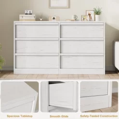 Garvee 6 Drawer Dresser For Bedroom, White Double Dresser Organizer With Concave Handles, Modern Chest Of Drawers For Bedroom Living Room Nursery -Garvee GUEST 506dd41b 74e6 47e9 a553 22906bd16d87