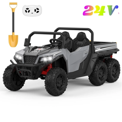 Garvee 24V 4WD 6-Wheel Ride On Dump Truck For Kids, 2-Seater Electric Truck With Remote Control, Motorized Dump Bed, Shovel, LED Lights & Music 12 Garvee 24V 4WD 6-Wheel Ride On Dump Truck For Kids, 2-Seater Electric Truck With Remote Control, Motorized Dump Bed, Shovel, LED Lights & Music - Image 10