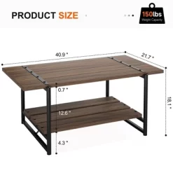 2-Tier Farmhouse 41'' Large Wood Coffee Table With Storage Shelf -Garvee GUEST 5150d8f6 84c6 444d b0b9 f1f854d120ab