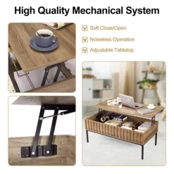WhizMax Lift Top Coffee Table, Mid Century Modern Coffee Table, Farmhouse Wooden Coffee Table With Hidden Storage Compartment -Garvee GUEST 51567fd6 f7d0 49e6 b911 cbc7993c83d7