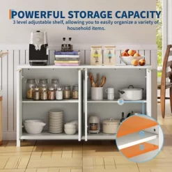 55" Modern Fluted Sideboard Buffet Cabinet With Storage, Wood Coffee Bar Buffet Table With 4 Doors & Adjustable Shelves 10 55" Modern Fluted Sideboard Buffet Cabinet With Storage, Wood Coffee Bar Buffet Table With 4 Doors & Adjustable Shelves -Garvee GUEST 51793dfb a592 48c7 88fa 3ea211f9f754