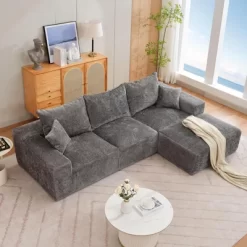 Modular Sectional Sofa, 110 Inch Seat L-Shaped Couch With 5 Throw Pillows, Chenille Floor Sofa, For Living Room, Bedroom, Office -Garvee GUEST 51a78338 6899 4d5c 8ca8 2dfa6f61f7ab