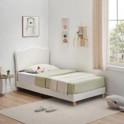 Twin Bed Frame, Twin Size Bed Frame With Cute Upholstered Headboard, Velvet Sturdy Platform Bedframe For Girls And Boys -Garvee GUEST 523dfae6 998b 42f5 8589 61b4e323414c