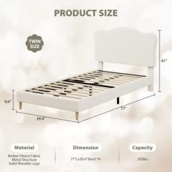 Whizmax Wood Platform Bed Frame,Wooden Bed Frame Without Headboard, Wood Slat Support,No Box Spring Needed, Easy Assembly