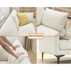 Garvee 78 Inch Sofa, 3 Seater Sofa, Comfy Modern Couch With 2 Pillows, Cozy Lounge Sofa, Sofa Couch For Living Room Apartment Bed Room, Beige -Garvee GUEST 542df00f 256b 4e5f 9cba 062d7d6ef4a7