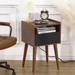 Mid-Century Nightstand With Drawers, Side Table With Charging Station -Garvee GUEST 54426d06 e499 44c8 aced 383daa91cd3a