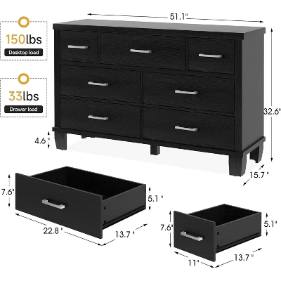 7-Drawer Modern Dresser With Metal Handles, Wooden Chest Of Drawers Organizer For Bedroom And Living Room Storage 3 7-Drawer Modern Dresser With Metal Handles, Wooden Chest Of Drawers Organizer For Bedroom And Living Room Storage