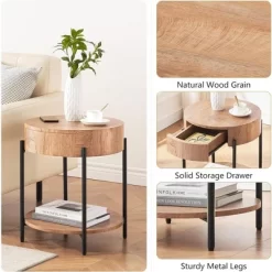 Round End Table Nightstand Wood Side Table 16 Round End Table Nightstand Wood Side Table -Garvee GUEST 549f4706 ed8b 4bdf 970f 667193dd8f27