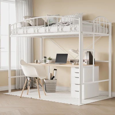 Garvee Loft Bed Twin Size, Heavy Duty Metal Loft Bed Frame With Arched Guardrail And Safety Ladder, Space-Saving, No Box Spring Needed, Black 13 Garvee Loft Bed Twin Size, Heavy Duty Metal Loft Bed Frame With Arched Guardrail And Safety Ladder, Space-Saving, No Box Spring Needed, Black - Image 11