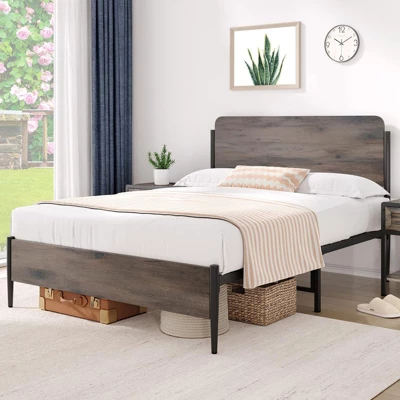 Garvee Bed Frame With Wooden Headboard And Footboard,Metal Bed Frame, No Box Spring Needed, 14 Inch Easy To Assemble Noise Free Mattress Foundation 3 Garvee Bed Frame With Wooden Headboard And Footboard,Metal Bed Frame, No Box Spring Needed, 14 Inch Easy To Assemble Noise Free Mattress Foundation