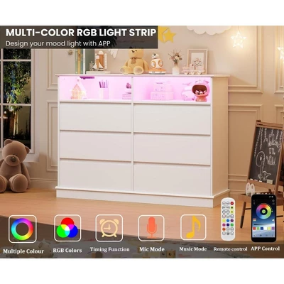 6/8 Drawer Dressers For Bedroom, Chest Of Drawers With Deep Drawers, Large Double Dresser For Closet With Wide Top, Horizontal Wooden Dresser 6 6/8 Drawer Dressers For Bedroom, Chest Of Drawers With Deep Drawers, Large Double Dresser For Closet With Wide Top, Horizontal Wooden Dresser - Image 4