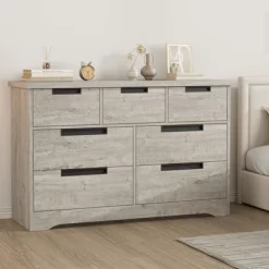 7 Drawer Dresser For Bedroom, Modern Double Dresser Organizer With Embedded Handles Design, Wooden Chest Of Drawers For Living Room, Nursery, Hallway -Garvee GUEST 55c7b9f5 bf0d 493f 85b1 7ee55585ccf0