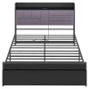 Full Bed Frame With Headboard And Storage, Heavy Duty Bed Frames With 2 Storage Drawers, Black Bedframe With Charging Station, No Box Spring Needed -Garvee GUEST 55cb05f9 78f4 4bfd 95fb 739780597f8b