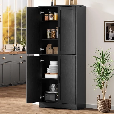 70" Tall Kitchen Pantry Cabinets With 2 Doors And 3 Adjustable Shelves, Freestanding Modern Storage Cabinet For Dining Room, Living Room 10 70" Tall Kitchen Pantry Cabinets With 2 Doors And 3 Adjustable Shelves, Freestanding Modern Storage Cabinet For Dining Room, Living Room - Image 8