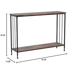 Narrow Console Table, Small Entryway Table With Engineered Wood Shelf And Metal Frame