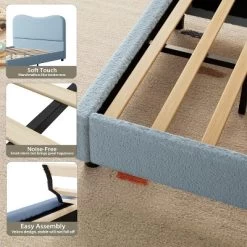 Twin/Full/ Queen Bed Frame With Cloud Boucle Upholstered Headboard, Low Profile Platform, Sturdy Wooden Slats, Noise Free, No Box Spring Needed -Garvee GUEST 5725ee61 91ff 479e 9074 07df1755889b