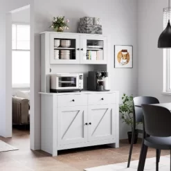 Freestanding Kitchen Pantry Cabinet With Microwave Stand & Buffet Cupboard, Adjustable Shelves For Dining Room 23 Freestanding Kitchen Pantry Cabinet With Microwave Stand & Buffet Cupboard, Adjustable Shelves For Dining Room -Garvee GUEST 58c3a387 f3e3 475f 871d c7ce9c341ae0