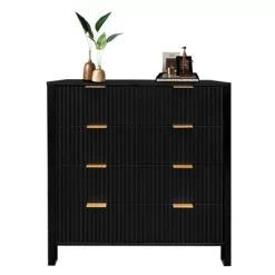 Fluted 4-Drawer Dresser, 30 Inch Large Modern Bedroom Closet Chest Of Drawers With Gold Handles -Garvee GUEST 590c7550 1ddf 41ed 9b7a 1f62a158d402