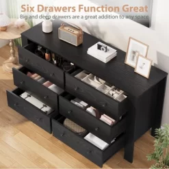 6 Drawer Dresser For Bedroom, Modern Double Dresser Organizer With Storage Drawers, Wooden Chests Of Drawers For Bedroom, Entryway, Hallway -Garvee GUEST 590dd390 82d4 4125 9d58 10302be61d9e