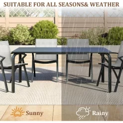 71" Modern Outdoor Dining Table With Umbrella Hole - Marine-Grade Aluminum Patio Table, Weatherproof & Rust-Proof Design For Restaurants, Backyards -Garvee GUEST 59254d63 c219 4635 b035 fe4527dc139f