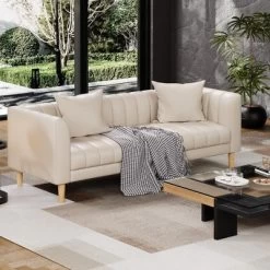 Faux Leather Sofa Couch, Modern 78" W Sofa With Deep Seats, 3 Seater Sofa Couch With 2 Throw Pillows And Wood Legs 12 Faux Leather Sofa Couch, Modern 78" W Sofa With Deep Seats, 3 Seater Sofa Couch With 2 Throw Pillows And Wood Legs -Garvee GUEST 593c3f3a 70ed 410e 9a0c 3bd0a3c79099