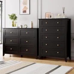 5 Drawers Dresser For Bedroom, Farmhouse Wood Dressers & Chest Of Drawers For Clothes, Storage Dressers Organizer For Living Room, Hallway -Garvee GUEST 596e3687 f944 4b73 9c7b d21e5cd9d35d 1