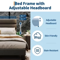 Bed Frame With Adjustable Headboard, Heavy Duty 1000lb Support, No Box Spring Needed, Dark Grey Upholstered Platform Base, Easy Assembly 13 Bed Frame With Adjustable Headboard, Heavy Duty 1000lb Support, No Box Spring Needed, Dark Grey Upholstered Platform Base, Easy Assembly -Garvee GUEST 59783b01 aa7d 441b 8427 5087caa25c0f 1