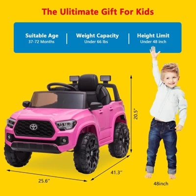 Officially Licensed Toyota Tacoma 12V Kids Ride-On Car With Parent Remote Control 3 Officially Licensed Toyota Tacoma 12V Kids Ride-On Car With Parent Remote Control