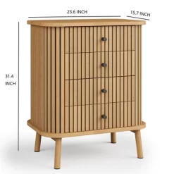 Fluted 4 Drawers Dresser, Tall Modern Chest Of Drawers, Bedroom Dressers With Drawers