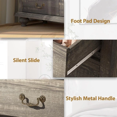 9-Drawers Dresser For Bedroom, Wooden Chest Of Drawer With Large Drawers & Metal Handles 7 9-Drawers Dresser For Bedroom, Wooden Chest Of Drawer With Large Drawers & Metal Handles - Image 5