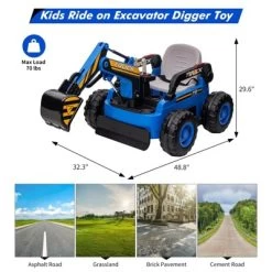 Kids Ride On Electric Excavator Digger Car With Remote Control & Digging Arm, 12V 10Ah Battery, 360° Rotation Riding Toy -Garvee GUEST 5a704387 8eb3 4df1 97ab 62d759a80eed