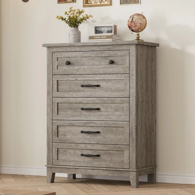Freestanding 41.3" Tall Vertical Drawer Dresser With Storage , Wooden Closet Storage Chest For Living Room, Bedroom, Entryway, Bedroom 12 Freestanding 41.3" Tall Vertical Drawer Dresser With Storage , Wooden Closet Storage Chest For Living Room, Bedroom, Entryway, Bedroom - Image 10