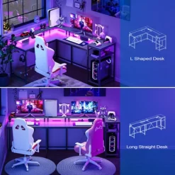 68 Inch Gaming Desk With Power Outlet, Reversible L Shaped Desk With Monitor Stand & Storage Shelves 18 68 Inch Gaming Desk With Power Outlet, Reversible L Shaped Desk With Monitor Stand & Storage Shelves -Garvee GUEST 5cdc9ae6 4931 45e8 8435 9f55e620fa25