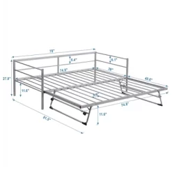 Twin Size Daybed With Pop Up Trundle, Bed Frame With Braces Safety Guardrail, No Box Spring Needed, Sturdy Metal Slat Support, Folding Platform Bed 11 Twin Size Daybed With Pop Up Trundle, Bed Frame With Braces Safety Guardrail, No Box Spring Needed, Sturdy Metal Slat Support, Folding Platform Bed -Garvee GUEST 5ce094c8 4435 4d51 a533 24cd3e0f3cc3
