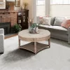 Large Round Ottoman Coffee Table,2 Tier Oversized Button Tufted Ottoman With Wooden Shelf Storage Farmhouse Upholstered Coffee Table -Garvee GUEST 5d097421 7e81 4e8a 989a 4c09ba39b764