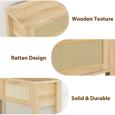 Rattan Entryway Table, Wood Console Table With 2 Drawers, Sofa Table With Storage, Console Tables For Entryway, Living Room, Hallway, Foyer 10 Rattan Entryway Table, Wood Console Table With 2 Drawers, Sofa Table With Storage, Console Tables For Entryway, Living Room, Hallway, Foyer - Image 8
