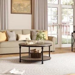 Coffee Table Round Center Table With Storage Shelf Wood Circle Coffee Table With Sturdy Metal Legs 14 Coffee Table Round Center Table With Storage Shelf Wood Circle Coffee Table With Sturdy Metal Legs -Garvee GUEST 5d34afd5 8918 4e46 9719 b58fcf0e44b0