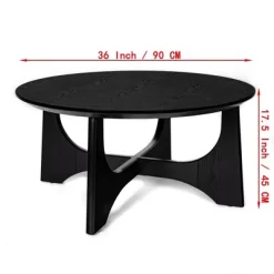 36'' Round Coffee Table, Wooden Coffee Table With Cross Legs, Center Sofa Table, Cocktail Table For Small Spaces, Accent Table For Living Room Office -Garvee GUEST 5d3f160f c606 49e4 bdf5 852d77c83e2d