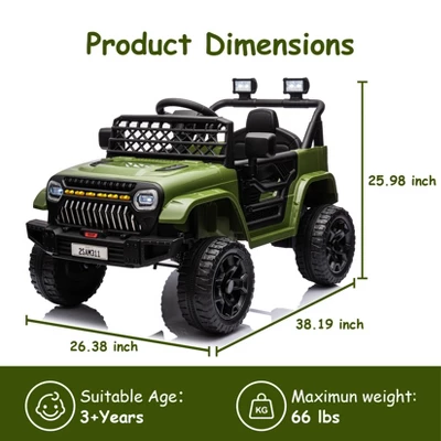 12V Kids Ride On Truck Electric Vehicle For Toddlers With Remote Control, 4-Wheel Suspension 8 12V Kids Ride On Truck Electric Vehicle For Toddlers With Remote Control, 4-Wheel Suspension - Image 6