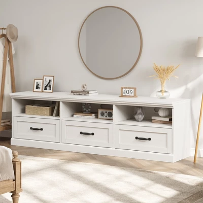 70in TV Stand For TVs Up To 80", Mid Century Modern Entertainment Center With Drawer, TV Console Media Cabinet For Living Room, Bedroom 4 70in TV Stand For TVs Up To 80", Mid Century Modern Entertainment Center With Drawer, TV Console Media Cabinet For Living Room, Bedroom - Image 2