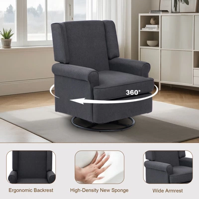 Swivel Glider Rocking Recliner, Nursery Glider Chair, Soothing Rocking Motion, Nursery Breastfeeding Maternity Chair For Living Room, Office 7 Swivel Glider Rocking Recliner, Nursery Glider Chair, Soothing Rocking Motion, Nursery Breastfeeding Maternity Chair For Living Room, Office - Image 5