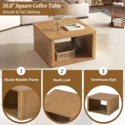 30.8" Modern Square Coffee Table, 2 Tier Center Table With Open Storage, Accent Coffee Table Nightstand For Living Room Bedroom Office -Garvee GUEST 5e710c03 158c 44dc 8e7f f59065c5a9ea