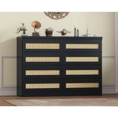 Garvee Rattan Dresser For Bedroom, 8 Drawer Dresser For Closet, Double Wood Dressers & Chest Of Drawers For TV Stands, Living Room 8 Garvee Rattan Dresser For Bedroom, 8 Drawer Dresser For Closet, Double Wood Dressers & Chest Of Drawers For TV Stands, Living Room - Image 6